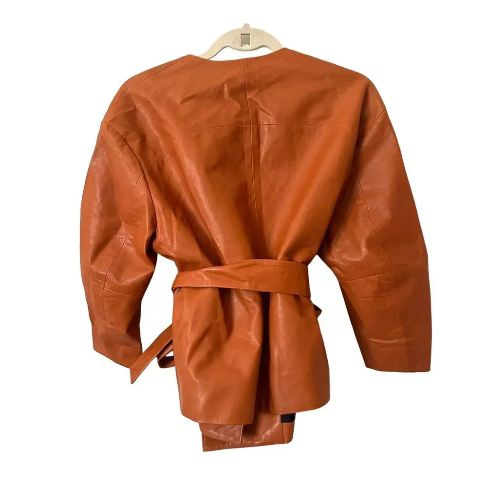 JASON WU‎ Belted Leather Jacket NWOT Sz 4
